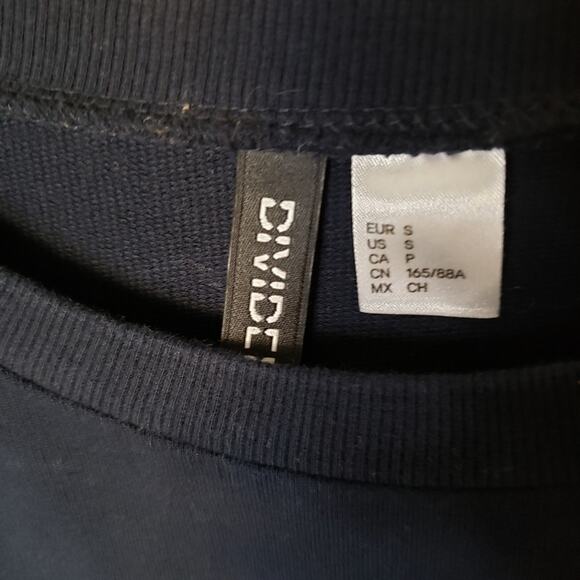 Y2K H&M Womens Shirt Oversized Colorblock Cotton Relaxed Casual Crew Neck Blue S - Picture 5 of 5